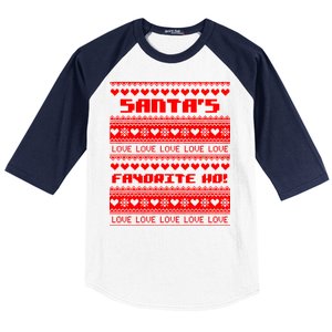 Santa's Favorite Ho Ugly Christmas Sweater Baseball Sleeve Shirt