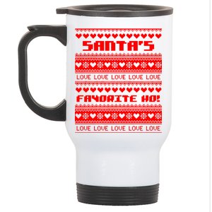 Santa's Favorite Ho Ugly Christmas Sweater Stainless Steel Travel Mug