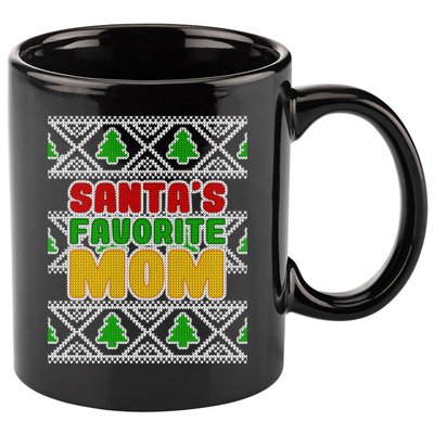 Santa's Favorite Mom Ugly Sweater 11oz C Handle Ceramic Mug