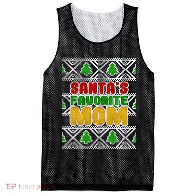 Santa's Favorite Mom Ugly Sweater Mesh Reversible Basketball Jersey Tank