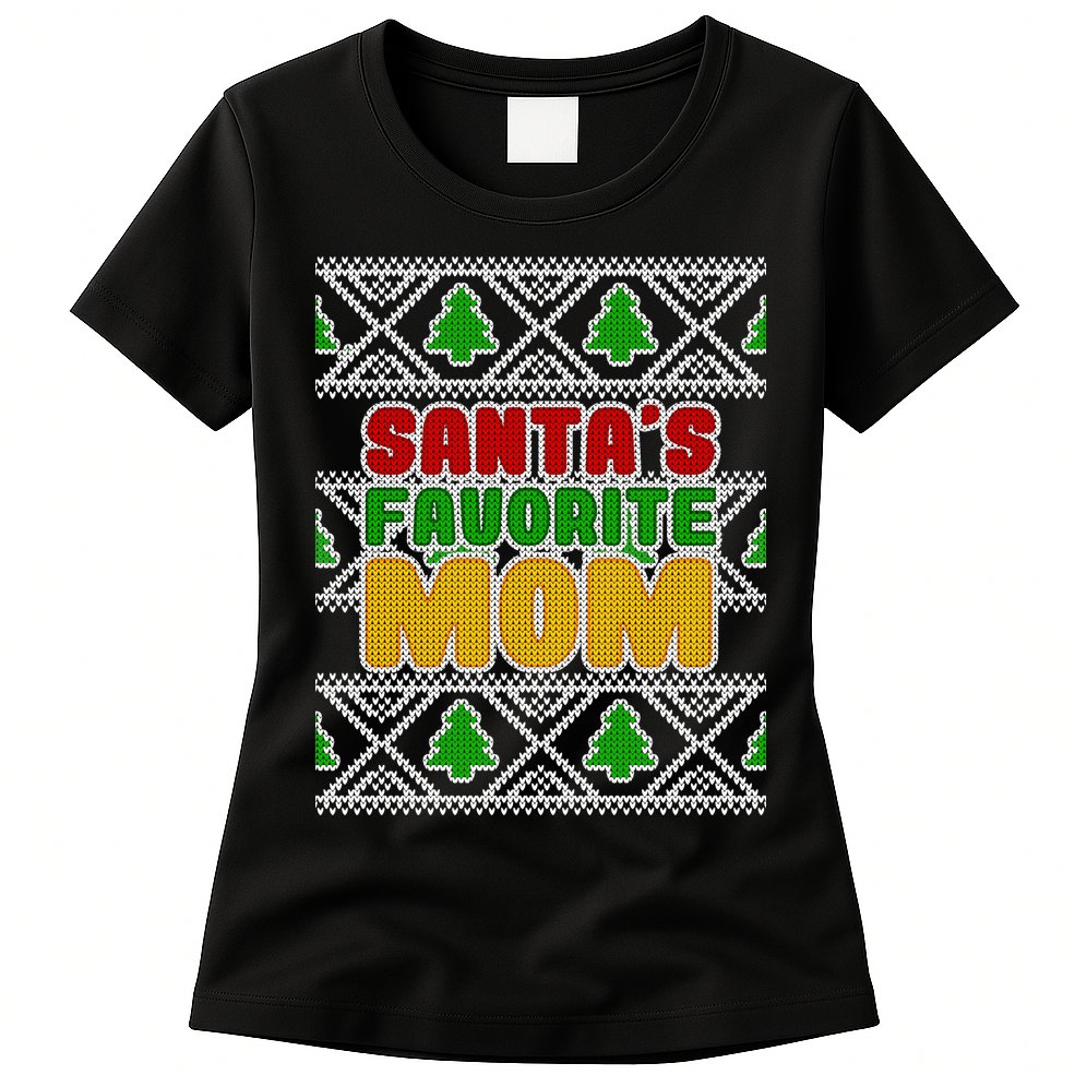 Santa's Favorite Mom Ugly Sweater Womens T-Shirt