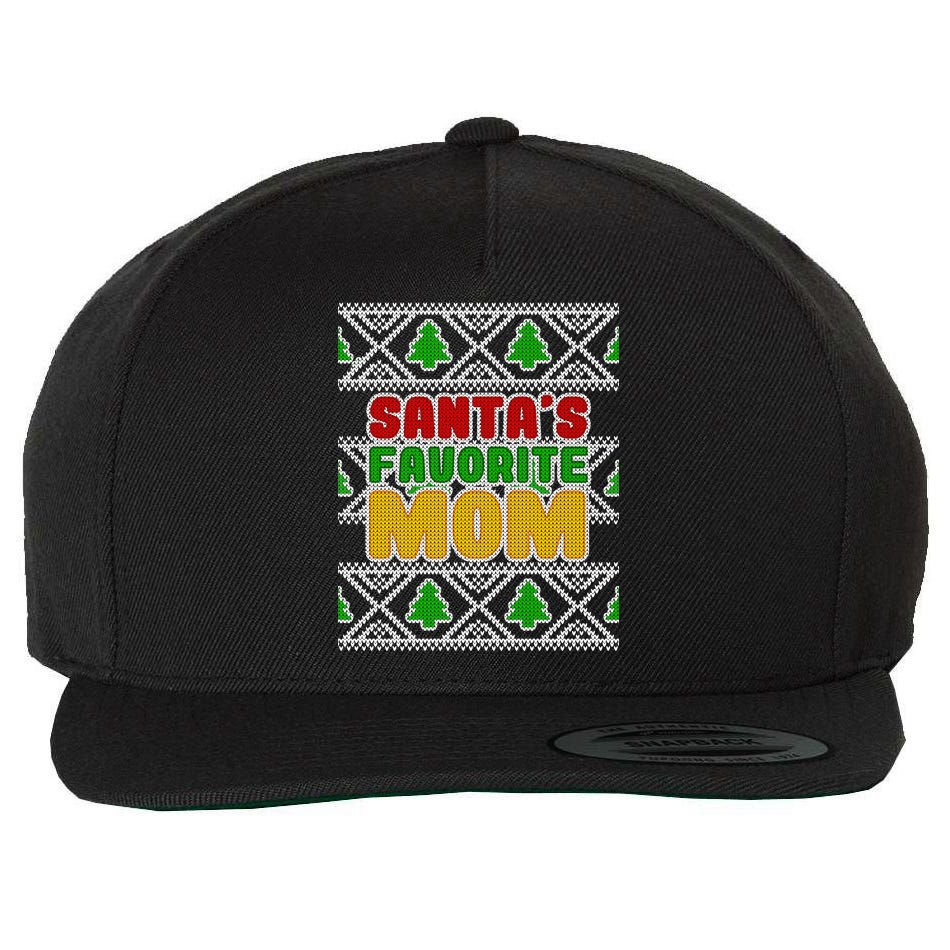 Santa's Favorite Mom Ugly Sweater Wool Snapback Cap