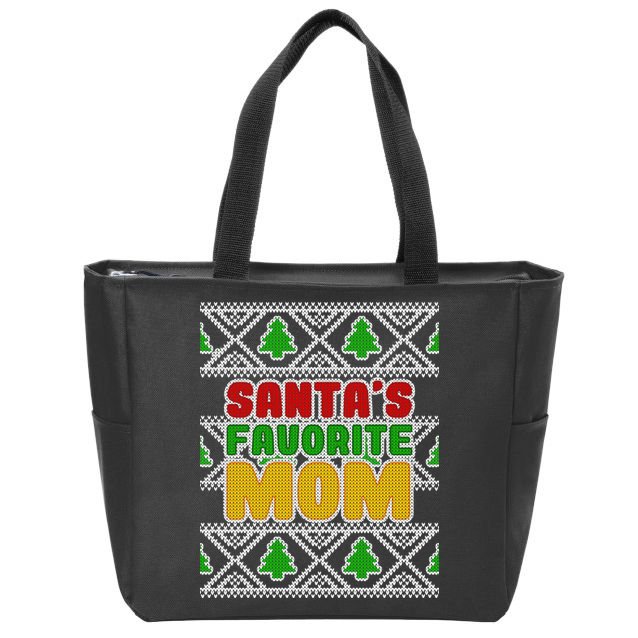 Santa's Favorite Mom Ugly Sweater Zip Tote Bag