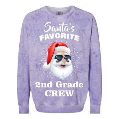 Santa's Favorite Second Grade Crew Christmas Colorblast Crewneck Sweatshirt