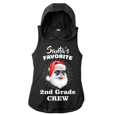 Santa's Favorite Second Grade Crew Christmas Ladies PosiCharge Tri-Blend Wicking Draft Hoodie Tank