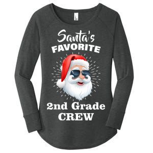 Santa's Favorite Second Grade Crew Christmas Women's Perfect Tri Tunic Long Sleeve Shirt