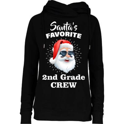 Santa's Favorite Second Grade Crew Christmas Womens Funnel Neck Pullover Hood