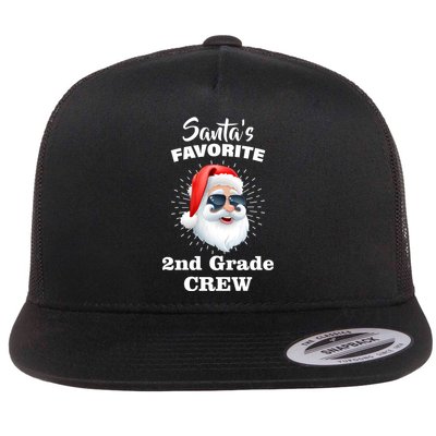 Santa's Favorite Second Grade Crew Christmas Flat Bill Trucker Hat