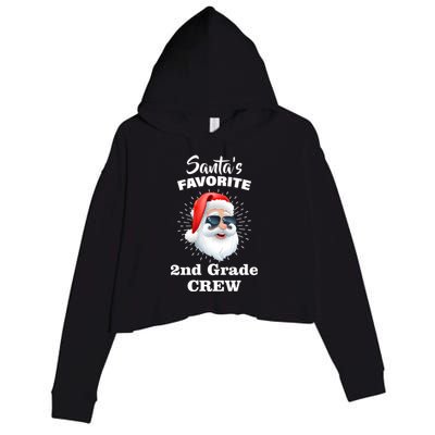 Santa's Favorite Second Grade Crew Christmas Crop Fleece Hoodie