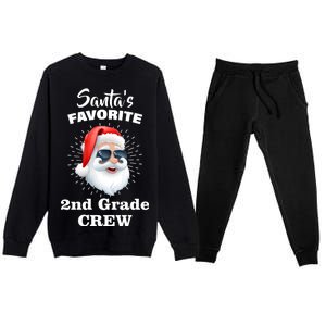 Santa's Favorite Second Grade Crew Christmas Premium Crewneck Sweatsuit Set