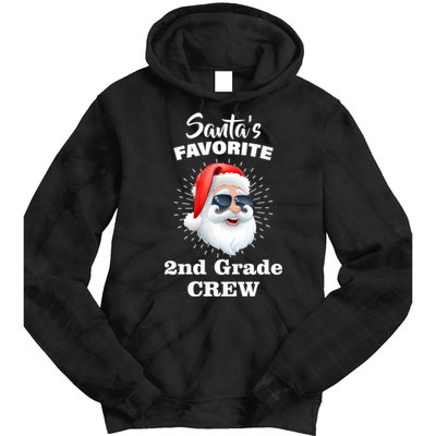 Santa's Favorite Second Grade Crew Christmas Tie Dye Hoodie