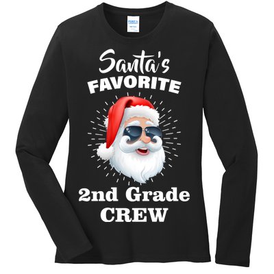 Santa's Favorite Second Grade Crew Christmas Ladies Long Sleeve Shirt