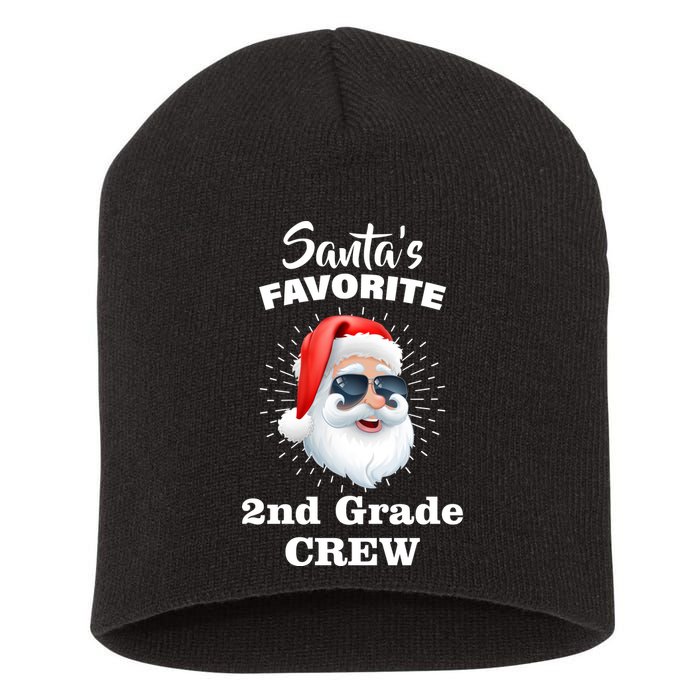 Santa's Favorite Second Grade Crew Christmas Short Acrylic Beanie