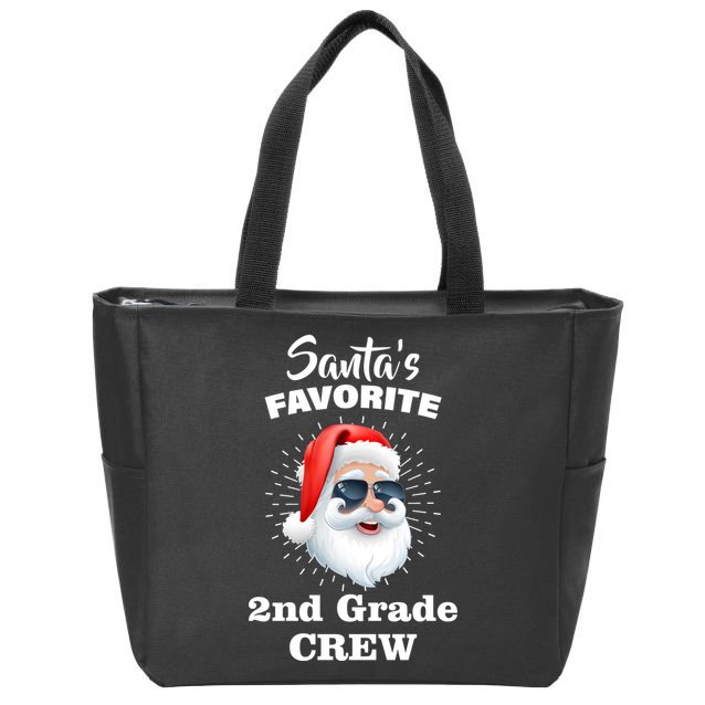 Santa's Favorite Second Grade Crew Christmas Zip Tote Bag