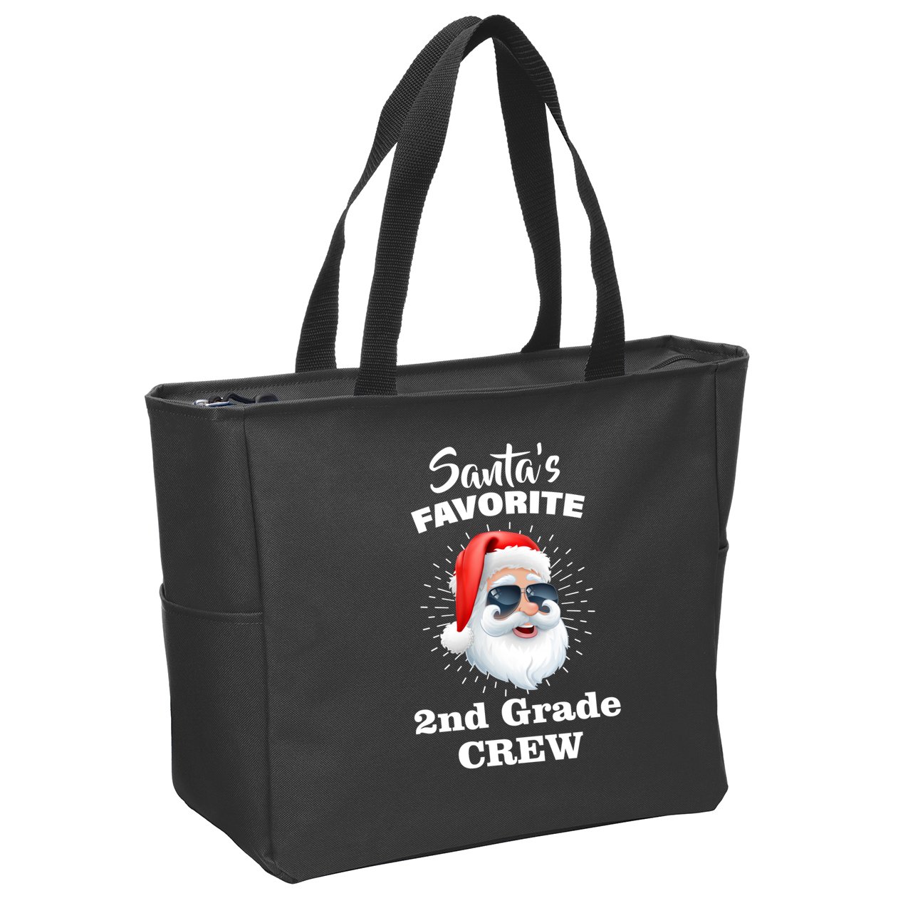 Santa's Favorite Second Grade Crew Christmas Zip Tote Bag