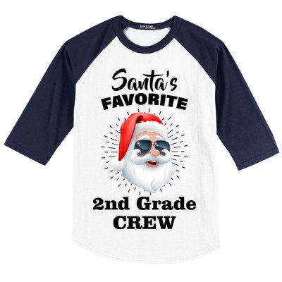 Santa's Favorite Second Grade Crew Christmas Baseball Sleeve Shirt