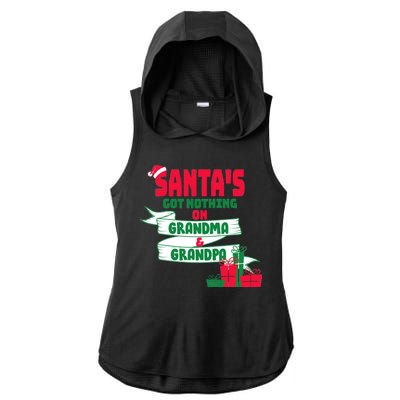 Santa's Got Nothing On Grandma And Grandpa Christmas Ladies PosiCharge Tri-Blend Wicking Draft Hoodie Tank