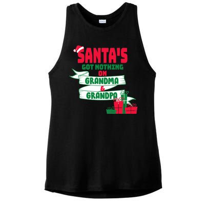 Santa's Got Nothing On Grandma And Grandpa Christmas Ladies PosiCharge Tri-Blend Wicking Tank