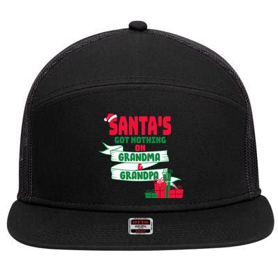 Santa's Got Nothing On Grandma And Grandpa Christmas 7 Panel Mesh Trucker Snapback Hat