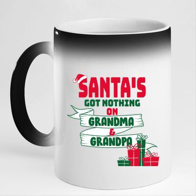 Santa's Got Nothing On Grandma And Grandpa Christmas 11oz Black Color Changing Mug