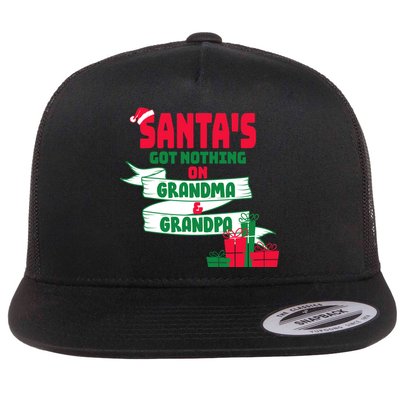 Santa's Got Nothing On Grandma And Grandpa Christmas Flat Bill Trucker Hat