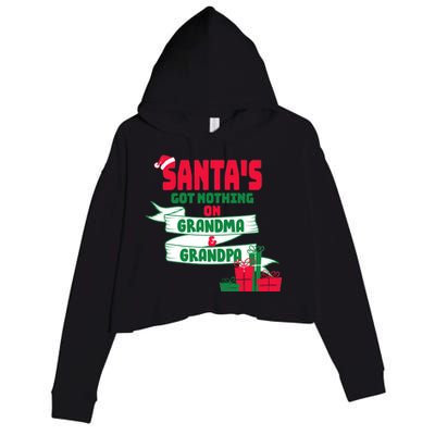 Santa's Got Nothing On Grandma And Grandpa Christmas Crop Fleece Hoodie