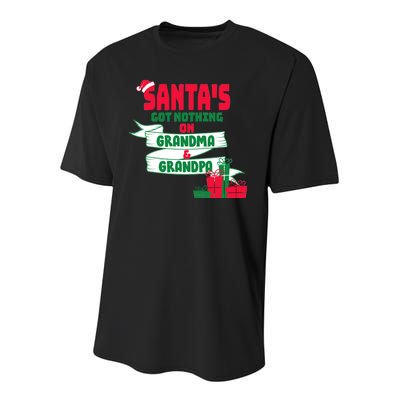 Santa's Got Nothing On Grandma And Grandpa Christmas Youth Performance Sprint T-Shirt