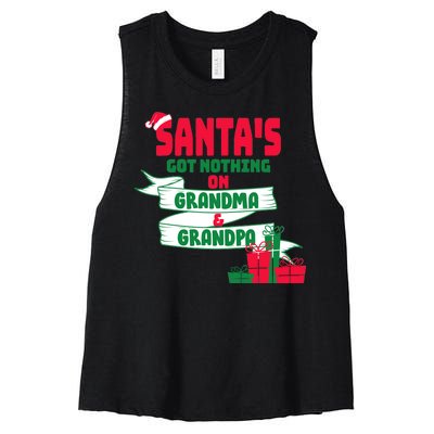 Santa's Got Nothing On Grandma And Grandpa Christmas Women's Racerback Cropped Tank