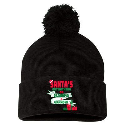 Santa's Got Nothing On Grandma And Grandpa Christmas Pom Pom 12in Knit Beanie