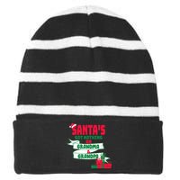 Santa's Got Nothing On Grandma And Grandpa Christmas Striped Beanie with Solid Band