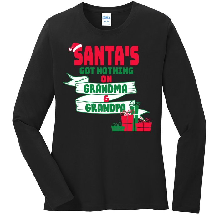 Santa's Got Nothing On Grandma And Grandpa Christmas Ladies Long Sleeve Shirt