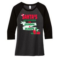 Santa's Got Nothing On Grandma And Grandpa Christmas Women's Tri-Blend 3/4-Sleeve Raglan Shirt