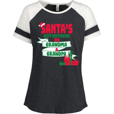 Santa's Got Nothing On Grandma And Grandpa Christmas Enza Ladies Jersey Colorblock Tee