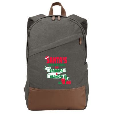 Santa's Got Nothing On Grandma And Grandpa Christmas Cotton Canvas Backpack