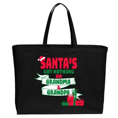 Santa's Got Nothing On Grandma And Grandpa Christmas Cotton Canvas Jumbo Tote