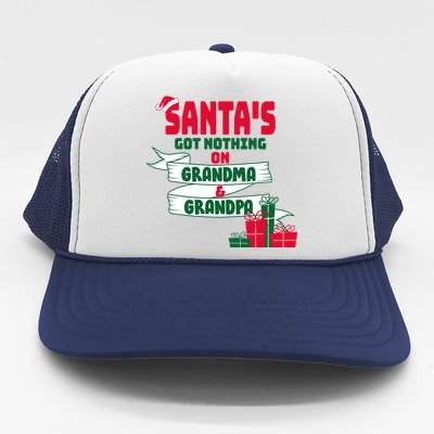 Santa's Got Nothing On Grandma And Grandpa Christmas Trucker Hat