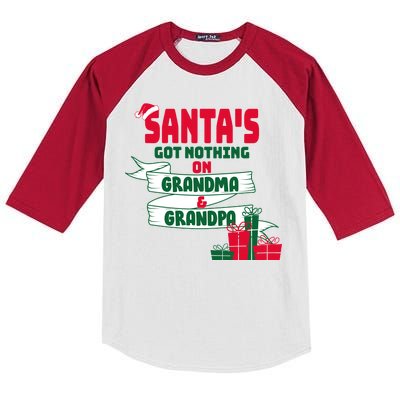 Santa's Got Nothing On Grandma And Grandpa Christmas Kids Colorblock Raglan Jersey