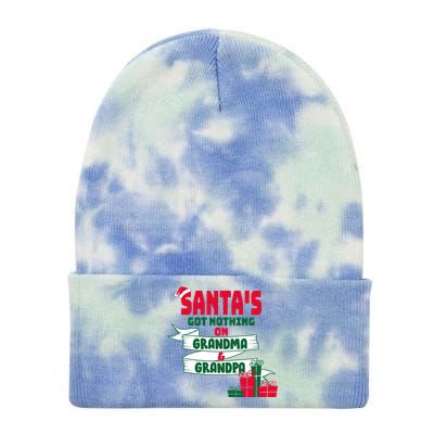 Santa's Got Nothing On Grandma And Grandpa Christmas Tie Dye 12in Knit Beanie