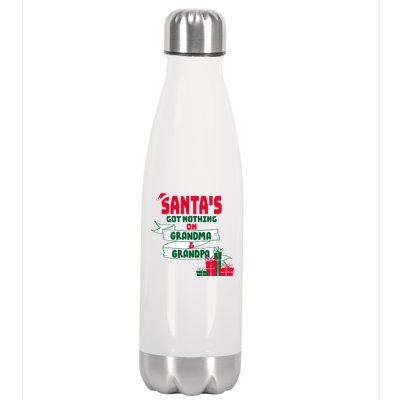 Santa's Got Nothing On Grandma And Grandpa Christmas Stainless Steel Insulated Water Bottle