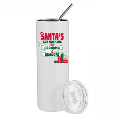 Santa's Got Nothing On Grandma And Grandpa Christmas Stainless Steel Tumbler