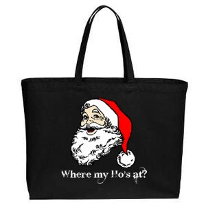 Santa's Ho Funny Christmas Cotton Canvas Jumbo Tote