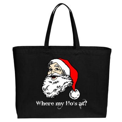 Santa's Ho Funny Christmas Cotton Canvas Jumbo Tote