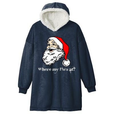 Santa's Ho Funny Christmas Hooded Wearable Blanket