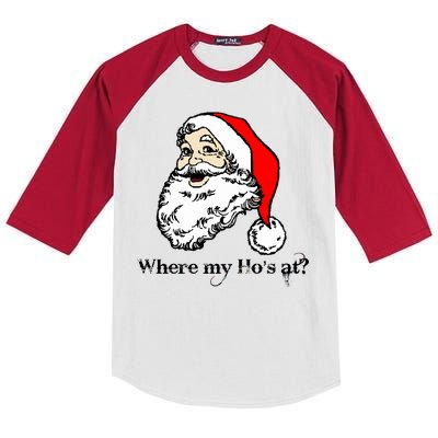 Santa's Ho Funny Christmas Kids Colorblock Raglan Jersey