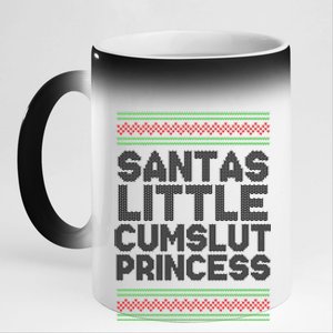 Santas Little Cumslut Princess Xmas Ugly Sweater 11oz Black Color Changing Mug