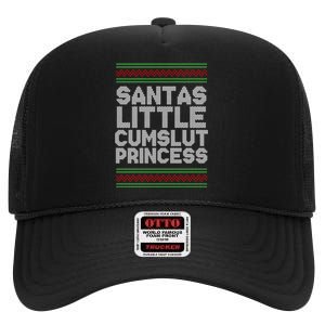 Santas Little Cumslut Princess Xmas Ugly Sweater High Crown Mesh Back Trucker Hat