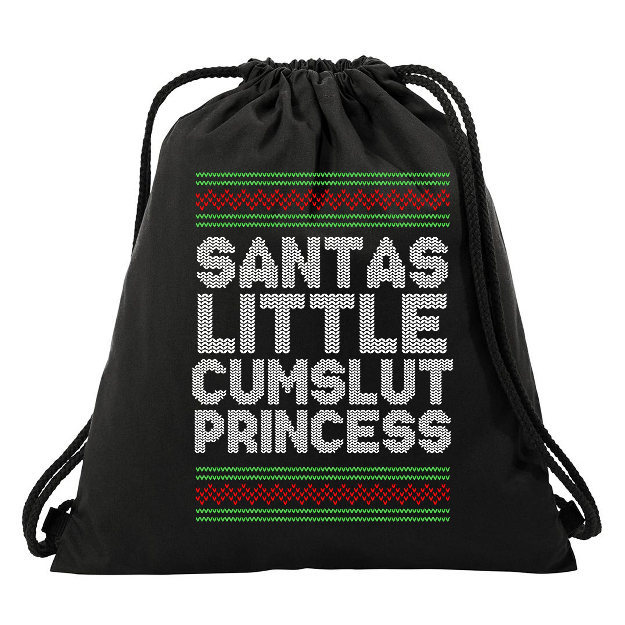 Santas Little Cumslut Princess Xmas Ugly Sweater Drawstring Bag