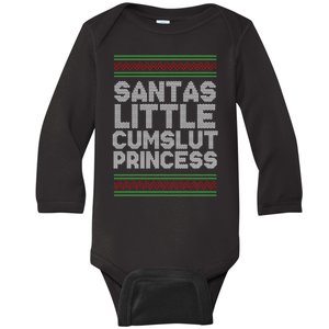 Santas Little Cumslut Princess Xmas Ugly Sweater Baby Long Sleeve Bodysuit