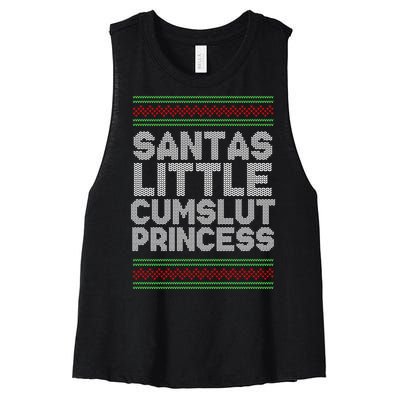 Santas Little Cumslut Princess Xmas Ugly Sweater Women's Racerback Cropped Tank