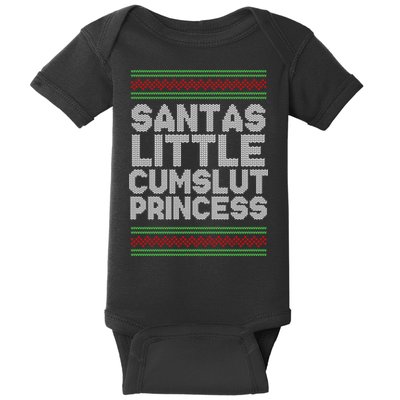 Santas Little Cumslut Princess Xmas Ugly Sweater Baby Bodysuit